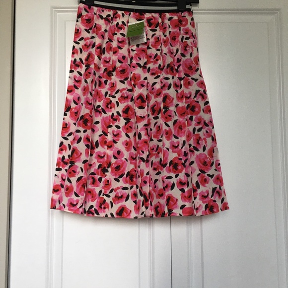 Kate Spade Rose Floral 100% Silk Pleated Skirt - Picture 9 of 11